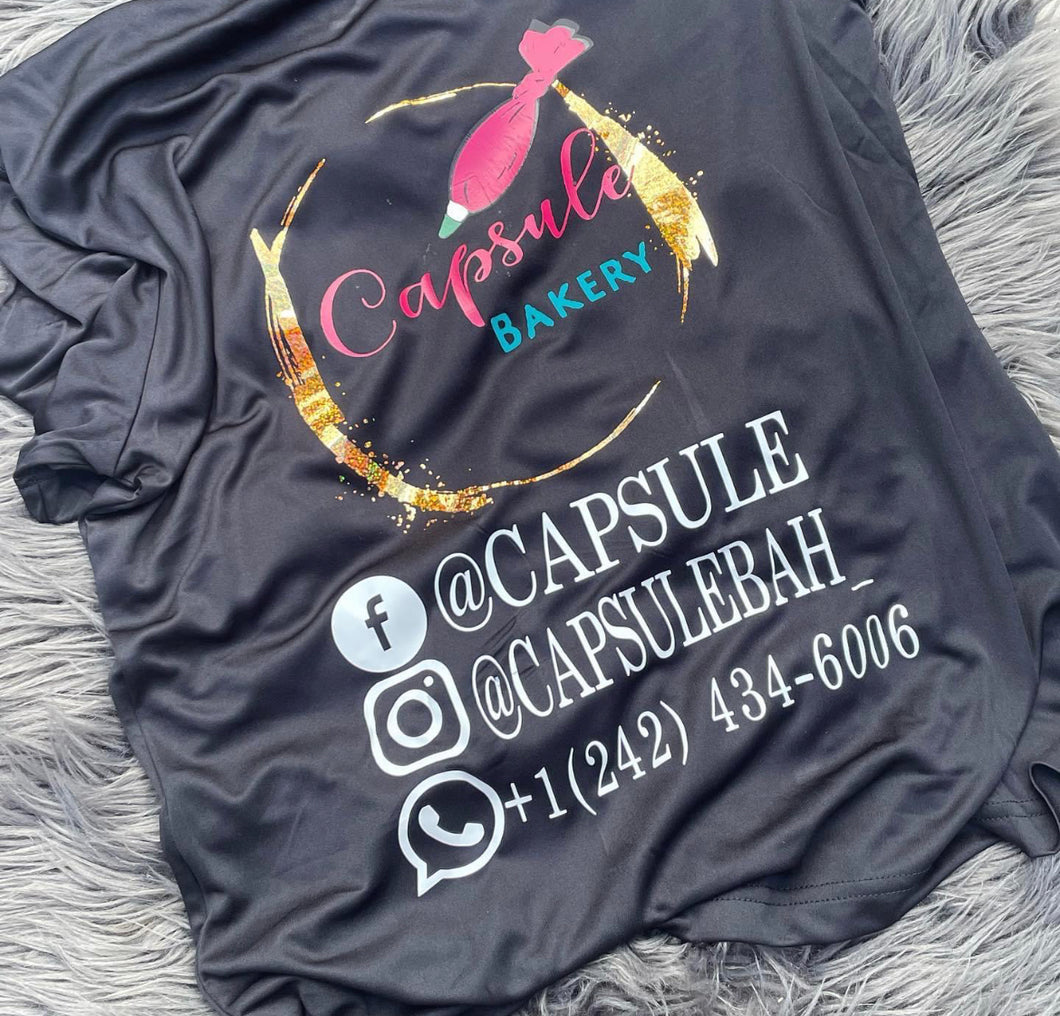 LARGE AND XL VINYL LOGO TEE WITH SOCIAL HANDLES